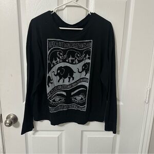 Black Elephant Graphic Long Sleeve Shirt